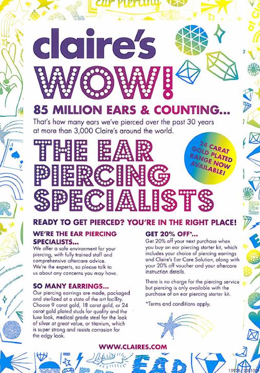 Claires Accessories Ear Piercing Walnuts Shopping Centre
